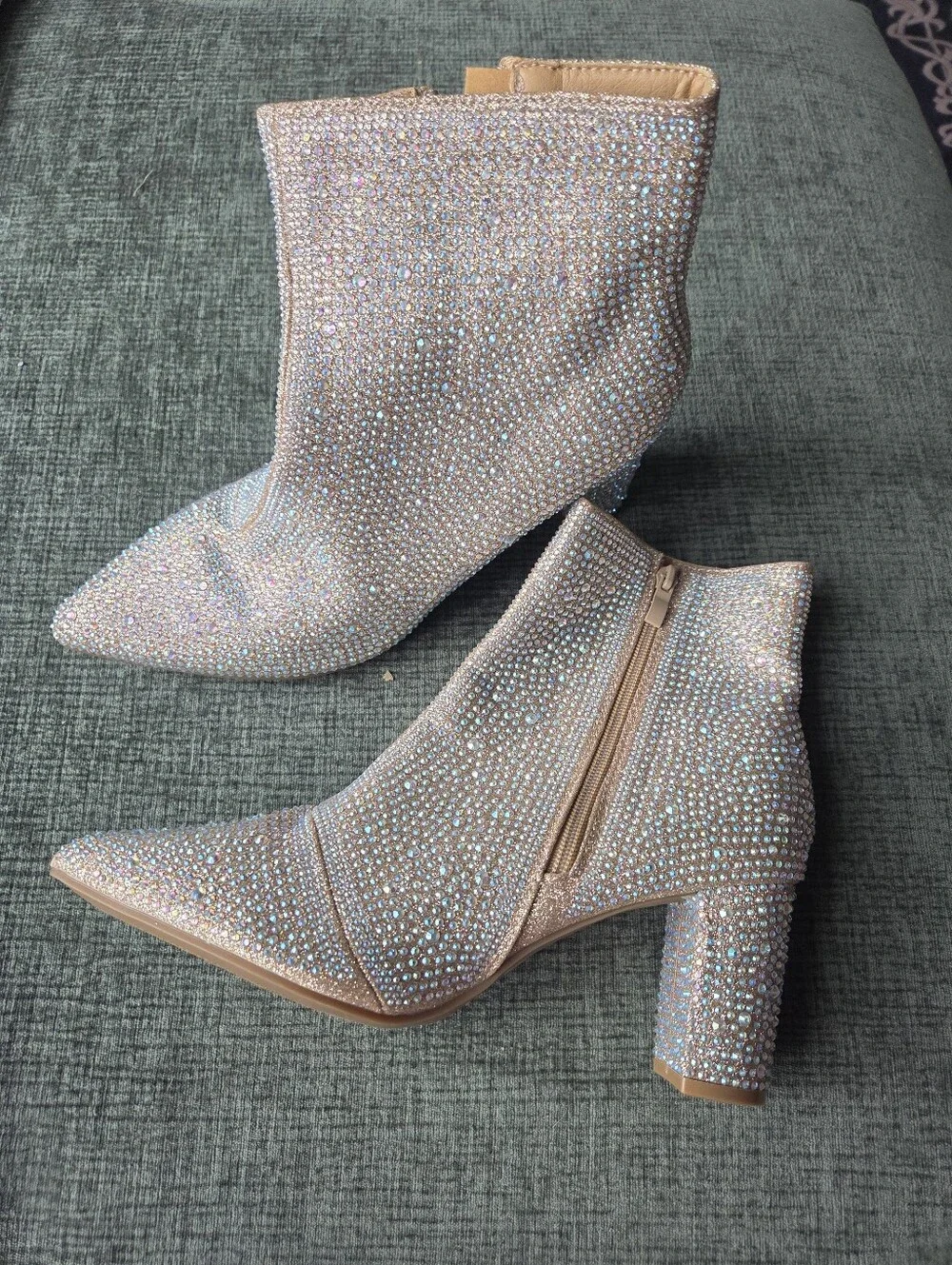 Rhinestone nude pointed toe booties | Womens 11 Boots